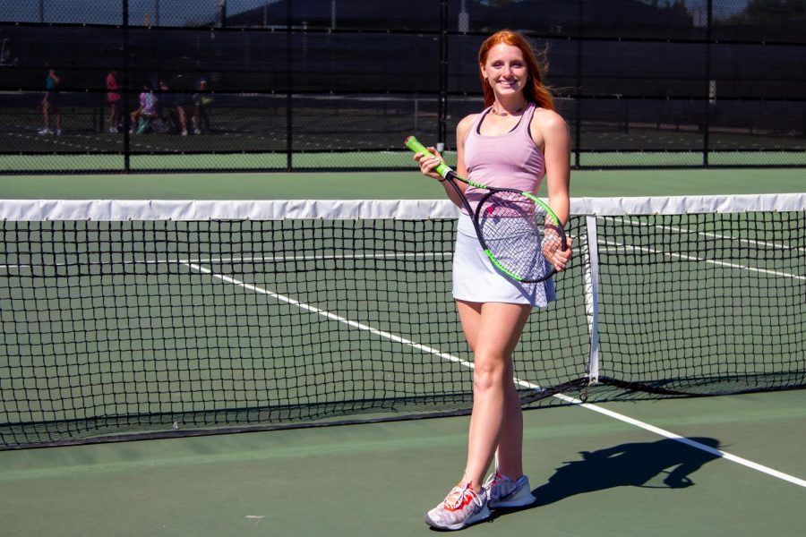 Senior+Taryn+Sutherlin+plays+tennis%2C+as+well+as+being+in+debate.+Sutherlin+started+the+Women+in+Business+club+this+year.+