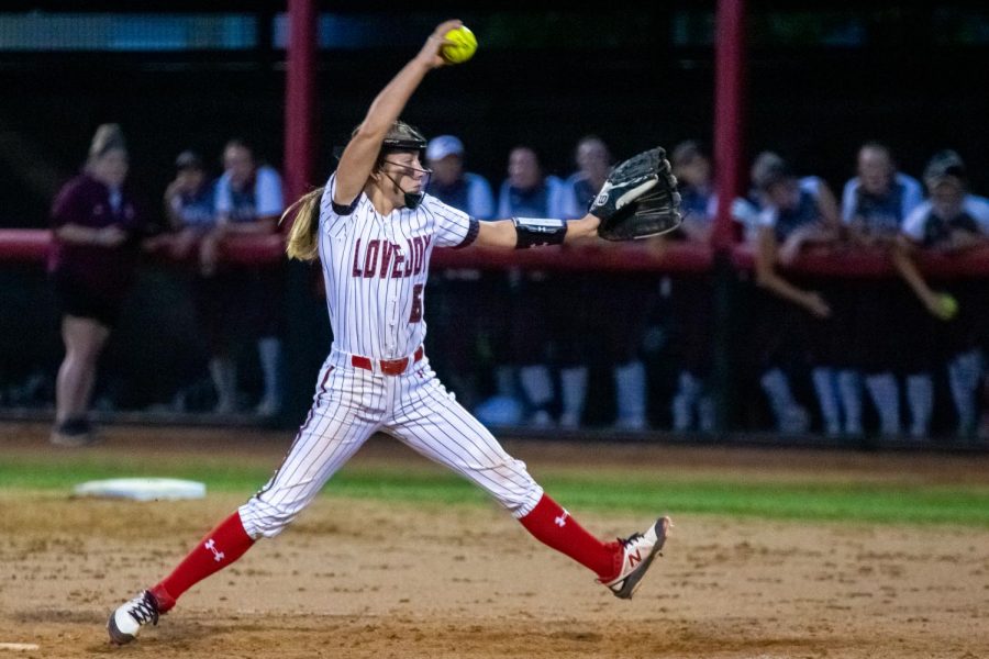 Senior pitcher no. 6 Sydney Provence pitches in the fourth inning. Provence and Owens allowed no runs to be scored by the Bearcats. 