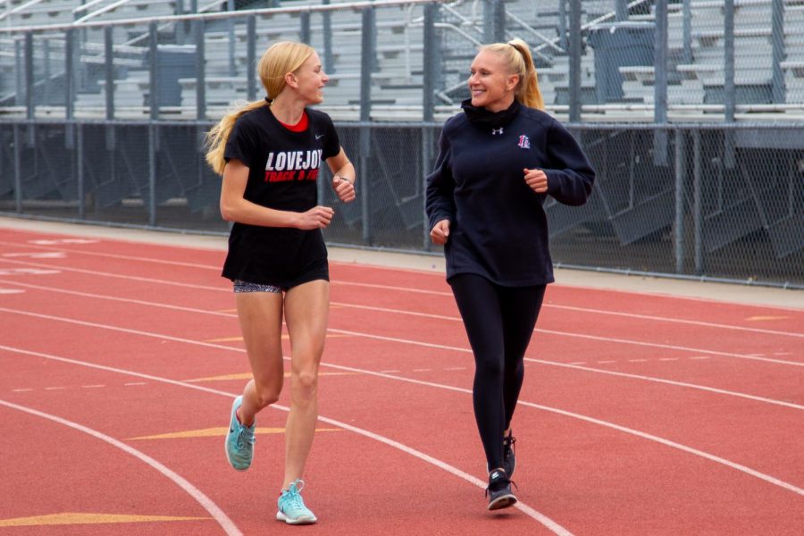 Girls track coach Carly Littlefield ran track in high school and college. Carly's daughter Kailey shares her same passion for running.