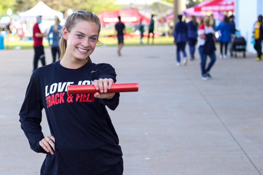 Sophomore Bella Landrum competed in district, regionals, and area UIL track meets before advancing to state with the 4x400 meter relay team. Landrum is the second-leg runner for the relay team. 