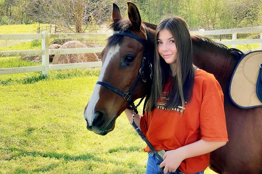 Sophmore Gracelyn Maxfield loves riding and taking care of horses. Maxfield is currently working towards the purchase of her own horse.