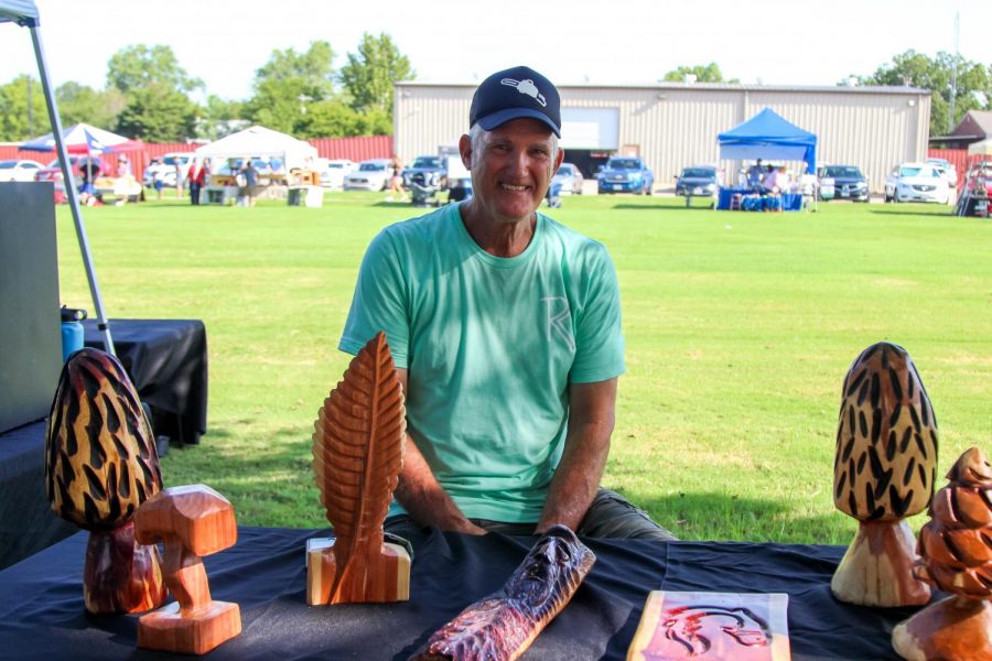 Rick Reeves carves sculptures out of Eastern Red Cedar and Mesquite trees. He began carving last year.  