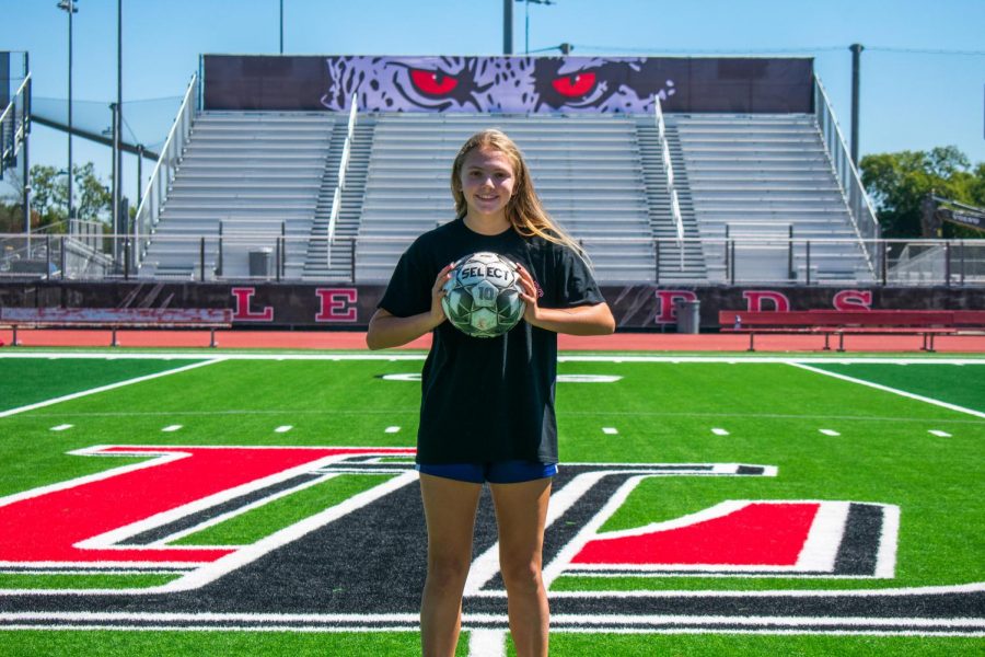 Junior Maggie Manders is on the varsity soccer team. Manders is also an athletic trainer. 