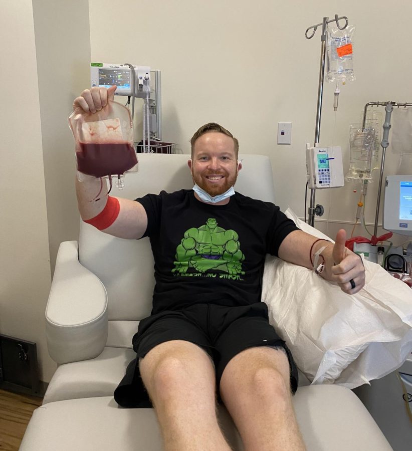 Teacher Jared Glaze had his cheek swabbed for the Be the Match organization 10 years ago. He left on Feb. 27 to donate his stem cells after receiving a call that the organization found a match.