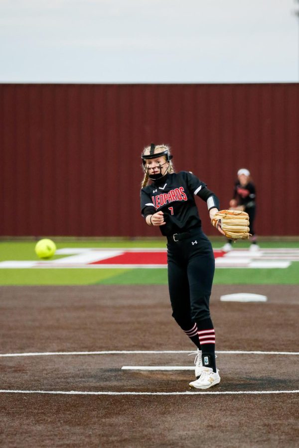Junior pitcher no. 7 Jade Owens throws the ball. Owens pitched all seven innings. 