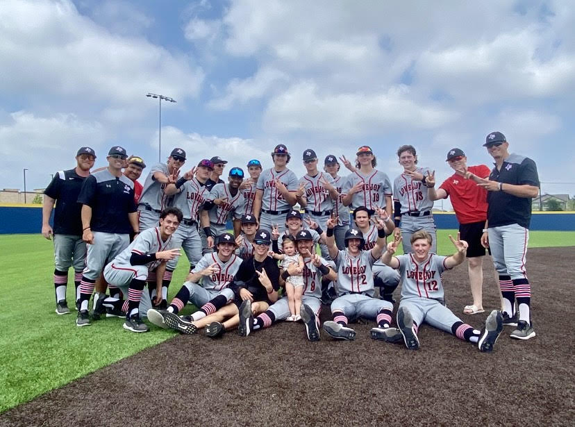 The leopard varsity baseball team celebrates a first round playoff win against Frisco Memorial. The team will play Carrollton Creekview in the second round. 