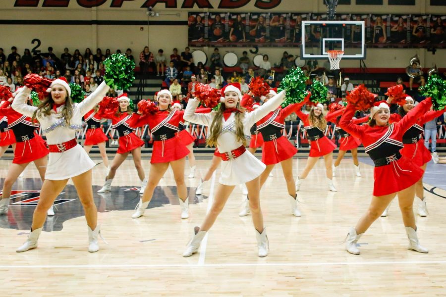 The Majestics Dance team dances at the pep rally. They performed to a remix of Christmas songs.