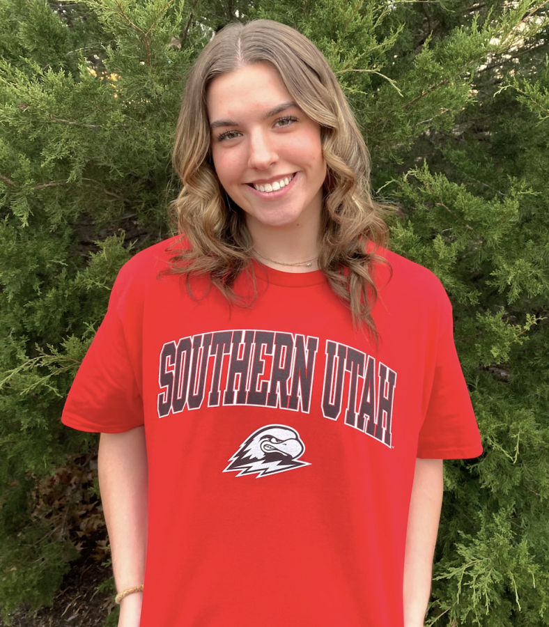 Senior volleyball player Charlotte Wilson poses for a picture after her commitment to Southern Utah University.