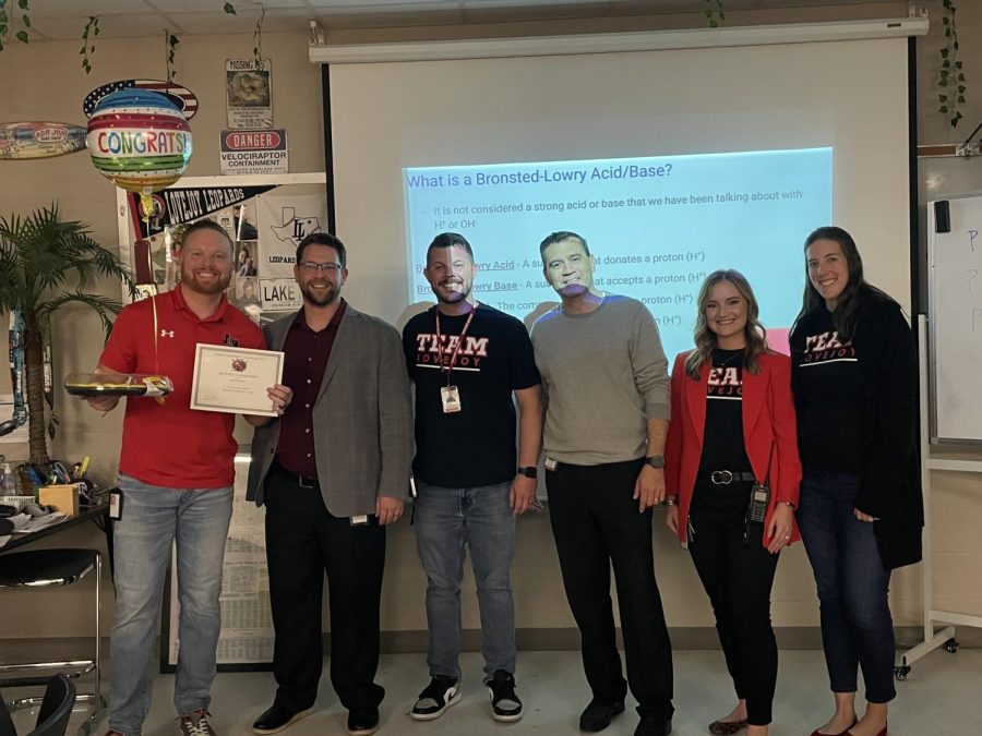 Chemistry teacher Jared Glaze won the 2022-2023 teacher of the year award. The award was selected by staff nomination within the high school.